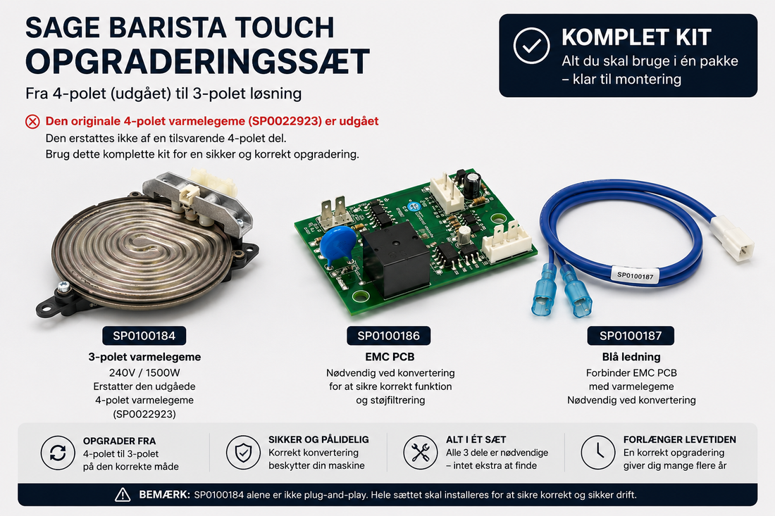 Sage Barista Touch 4 til 3 polet konverteringskit – komplet kit